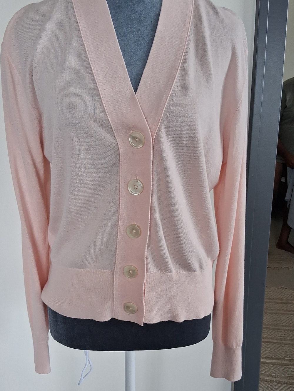 J. Crew Pale Pink Button-Up V-Neck Cardigan